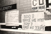 Plakátovací plocha VŠST v listopadu a prosinci 1989