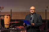 Rektor TUL Miroslav Brzezina připomněl před koncertem tělesa Baťa Goes Symphonic v univerzitní aule odkaz 17. listopadu. Foto: Jaroslav Tomášek