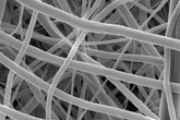 Nanovlákna pohledem elektronového rastrovacího mikroskopu. Foto: oddělení bionženýrství Katedry chemie FP TUL